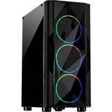 Inter-Tech A-3401 Chevron midi tower behuizing Zwart | 3x USB-A | RGB | Window