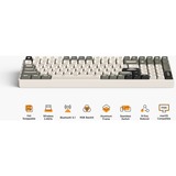 Iqunix F97 Hitchhiker Wireless Mechanical Keyboard, gaming toetsenbord Grijs/wit, US lay-out, Cherry MX Brown, RGB leds, 96%, Hot-swappable, PBT, 2.4GHz | Bluetooth 5.1 | USB-C