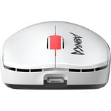 Monka Prime G997W gaming muis Wit/rood, 800 - 26.000 DPI, 4K Hz, RGB, 2.4 GHz / Bluetooth / USB