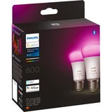 Philips HUE White and Color Ambiance 2-pack E27 ledlamp 2200K - 6500K, Dimbaar