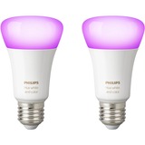 Philips Hue White and Color Ambiance 2-pack E27 ledlamp 2200K - 6500K, Dimbaar