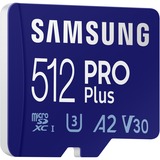 SAMSUNG PRO Plus 512 GB microSDXC (2021) geheugenkaart Blauw, UHS-I U3, Class 10, V30, A2