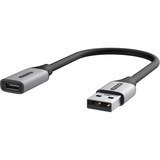Sitecom USB-A > USB-C Adapter met kabel Grijs/zwart, 0,15 meter