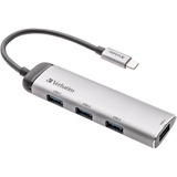 Verbatim USB-C Multiport-Hub 4xUSB 3.2 usb-hub Zilver