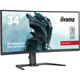 iiyama G-Master Red Eagle GB3467WQSU-B5 34" Curved UltraWide gaming monitor Zwart, 2x HDMI, DisplayPort, 4x USB-A 3.2 (5 Gbit/s), 165 Hz