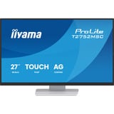 iiyama ProLite T2752MSC-W1AG 27" touchscreen monitor Wit (mat), 100 Hz, HDMI, DisplayPort, USB 3.2 Gen 1, Audio, Touchscreen	