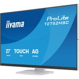 iiyama ProLite T2752MSC-W1AG 27" touchscreen monitor Wit (mat), 100 Hz, HDMI, DisplayPort, USB 3.2 Gen 1, Audio, Touchscreen	