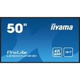 iiyama Prolite LE5041UHS-B1 49.5" 4K Ultra HD Public Display Zwart, 4K UHD, VGA, HDMI, LAN, USB, Audio