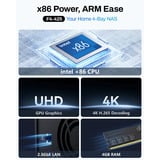 TerraMaster F4-424 nas Zwart, 1x RJ-45 2.5GbE, HDMI