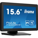 iiyama ProLite T1633MSC-B1 15.6" touchscreen monitor Zwart, Touch, HDMI, DisplayPort, Audio, USB