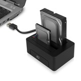 ACT Connectivity 2,5" en 3,5" SATA dual harde schijf docking station Zwart, USB 3.2 Gen1 (5 Gbit/s)