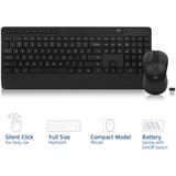 ACT Connectivity Draadloos toetsenbord en muisbundel desktopset Zwart, US lay-out (QWERTY), 100%, 800 - 1600 DPI
