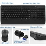 ACT Connectivity Draadloos toetsenbord en muisbundel desktopset Zwart, US lay-out (QWERTY), 100%, 800 - 1600 DPI