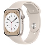 Apple Watch Series 8 smartwatch Wit, 45 mm, Sterrenlicht sportbandje, Aluminium, GPS