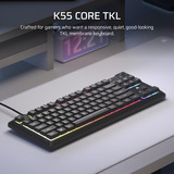 Corsair K55 CORE TKL Tenkeyless RGB gaming toetsenbord Zwart, US lay-out (QWERTY), Membraan, RGB
