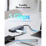 ICY BOX 5-in-1 Travel DockingStation met off-screen button Grijs