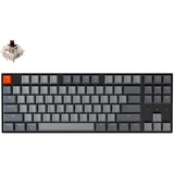 Keychron K8-H3, toetsenbord Grijs/grijs, US lay-out, Gateron G Pro Brown, RGB leds, TKL, ABS keycaps, hot swap, Bluetooth 5.1