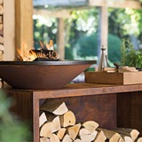 OFYR Island Corten 100 Teak Hout barbecue Ø 100 cm
