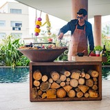 OFYR Island Corten 100 Teak Hout barbecue Ø 100 cm