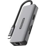 Sitecom 6-in-1 USB-C LAN Multiport dockingstation Grijs