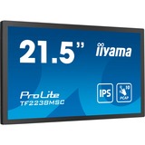 iiyama ProLite TF2238MSC-B1 21.5" touchscreen monitor Zwart, Touch, HDMI, DisplayPort, USB, Audio