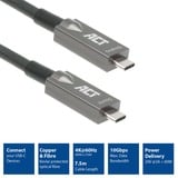 ACT Connectivity USB-C 3.2 Gen2 Active Optical Cable (AOC) aansluitkabel, 7,5m Zwart