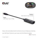 Club 3D USB-A naar RJ45 Ethernet 5Gbps adapter Zwart