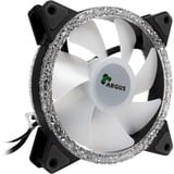 Inter-Tech Argus RS-07 RGB Set120x120x25 case fan Zwart, 3 stuks, 4-pins PWM fan-connector, afstandsbediening