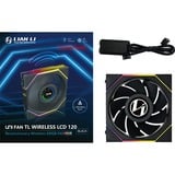 Lian Li UNI FAN TL 120 LCD Wireless Reverse Blade RGB case fan Zwart, 120 x 124 x 28 mm, PWM, 1x 9-pin USB