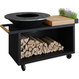 OFYR Island Black 100 PRO Teak Hout barbecue Zwart/houtkleur, Ø 100 cm