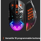 SteelSeries Aerox 9 Wireless gaming muis Zwart, 100 - 18.000 CPI, RGB leds