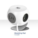 ACT Connectivity Stekkerdoos kubus met 3 stopcontacten, 30W Power Delivery USB-C/A poorten, kabellengte 1,5m Wit, Type E