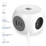 ACT Connectivity Stekkerdoos kubus met 3 stopcontacten, 30W Power Delivery USB-C/A poorten, kabellengte 1,5m stekkerdoos Wit, Type E