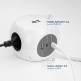 ACT Connectivity Stekkerdoos kubus met 3 stopcontacten, 30W Power Delivery USB-C/A poorten, kabellengte 1,5m stekkerdoos Wit, Type E