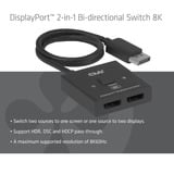 Club 3D 2-in-1 bidirectionele DisplayPort switch Zwart, 8K