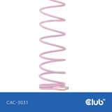Club 3D USB-C Magnetic-Coil 240W PD3.1 Pink Cable, 2 meter kabel Roze
