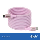 Club 3D USB-C Magnetic-Coil 240W PD3.1 Pink Cable, 2 meter kabel Roze