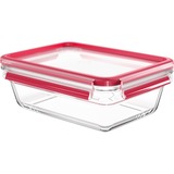Emsa Clip & Close Glazen vershoudbakje 1,3 L doos Transparant/rood, rechthoekig