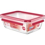 Emsa Clip & Close Glazen vershoudbakje  1,3 L doos Transparant/rood, rechthoekig