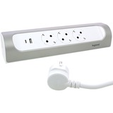 Legrand Meervoudige hoekcontactdoos stekkerdoos Wit/aluminium, USB-A, USB-C