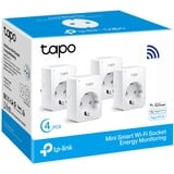 TP-Link Tapo P110 (4-pack) Mini smart wifi-stopcontact schakel stekkerdoos Wit, 4 stuks