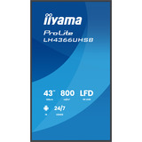 iiyama ProLite LH4366UHSB-B1AG 43" 4K Ultra HD Public Display Zwart, HDMI, USB-C, LAN, WiFi, Audio, Android