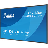 iiyama ProLite LH4366UHSB-B1AG 43" 4K Ultra HD Public Display Zwart, HDMI, USB-C, LAN, WiFi, Audio, Android