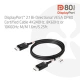 Club 3D Displayport 2.1 VESA DP80 gecertificeerde kabel male-male Zwart, 1,6 meter, 8K 240Hz, 10K 60Hz, 80Gbps