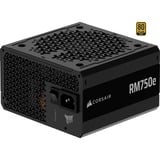 Corsair RM750e (2025), 750 Watt voeding  Zwart, 1x 12VHPWR, 1x PCIe, Kabel-Management