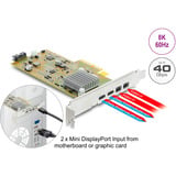DeLOCK PCI Express x4 Card to 2 x external USB Type-C 40 Gbps (DP Alt Mode) female interface kaart Low Profile Form Factor