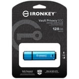 Kingston IronKey Vault Privacy 50 128 GB usb-stick Lichtblauw/zwart, USB-C 3.2 Gen 1