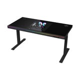 LORGAR Desk Elite 90 Series Glass tafel behuizing Zwart/transparant | 3x USB-A | 2x USB-C | RGB | Tempered Glass