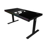 LORGAR Desk Elite 90 Series Glass tafel behuizing Zwart/transparant | 3x USB-A | 2x USB-C | RGB | Tempered Glass