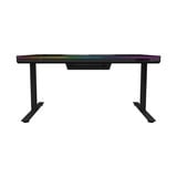 LORGAR Desk Elite 90 Series Glass tafel behuizing Zwart/transparant | 3x USB-A | 2x USB-C | RGB | Tempered Glass